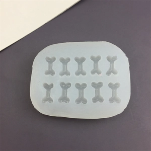 White 10-cavity bone shaped silicone mold for DIY chocolate baking and soap making