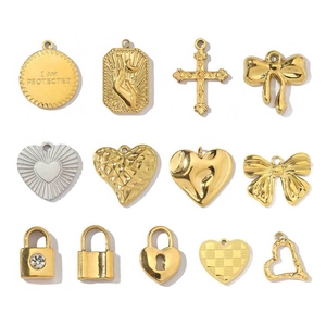 Breloques Bijoux DIY Rétro Acier Inoxydable Cœur Nœud Croix Serrure Formes Géométriques Accessoires Création Bijoux