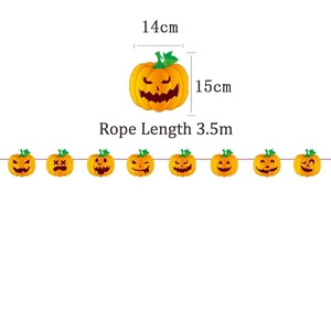 Halloween pumpkin banner with 8 expressions and 3.5m red string for party decoration