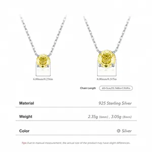 925 Sterling Silver necklace featuring 6mm and 8mm round yellow zircon pendants