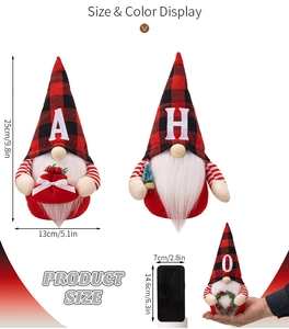 Natale rosso scozzese lettere gnomo peluche bambola decorazione casa ornamento display