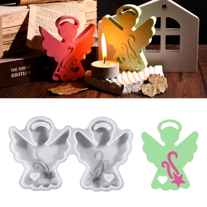 Engel Silikonform Doppelhöhle Flügel Herz Stern Muster Für DIY Kerze Pflaster Seife Harz Handwerk Backen