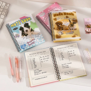 Cute cartoon cat and pet themed spiral notebook set with daily planner sections