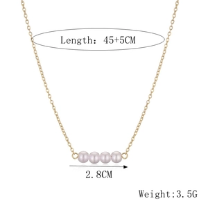 Detailed specs of pearl pendant necklace showing 45+5cm length and 2.8cm width
