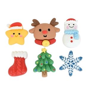 Christmas DIY resin charms set with elk, snowman, and tree on white background