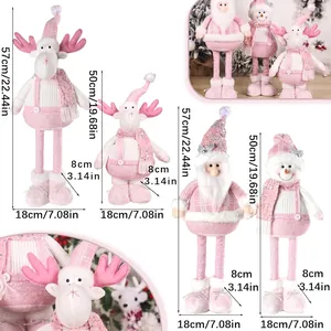 Pink sequin Christmas doll collection featuring telescopic Santa and snowman standing figures