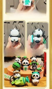 Portachiavi panda 3D rotante con funzione di rotazione antistress per borse e zaini