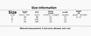 Detailed size chart for linen tie-front shirt showing shoulder, bust, and length measurements