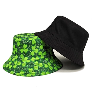 St. Patrick's Day Fischerhut-Set mit grünem Kleeblatt-Print und schwarzem Design
