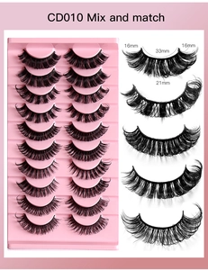 Detailed view of 16-21mm Russian curl false eyelashes with size specifications