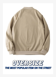 Oversize Bomberjacke in Khaki Rückansicht mit Rippstrickkragen und glattem Stoffgewebe