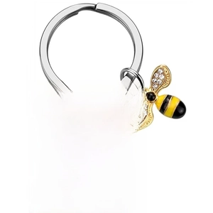 Stainless steel keychain for teachers with honey bee charm and engraved thank you message