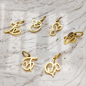 Elegant 18K gold plated stainless steel letter pendants in cursive hollow design