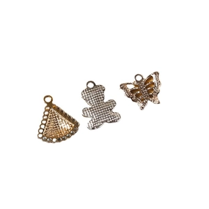 DIY mixed alloy pendants in fan, bear, and butterfly shapes for jewelry and garment making
