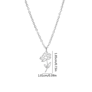Detailed view of cutout flower pendant with dimensions 1.85cm height and 1.01cm width