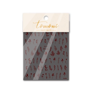 Minimalist red floral nail art stickers set with natural botanical flower designs