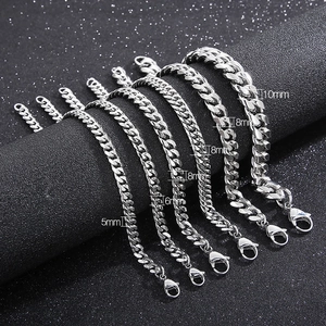 Cuban Link Bracelet Stainless Steel Curb Chain With Lobster Clasp Cool Hip Hop Jewelry For Men Women