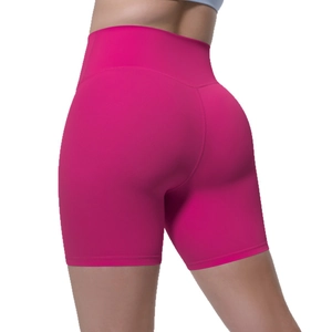 Short de yoga rose rouge à taille haute pour femmes avec contrôle du ventre et effet lift