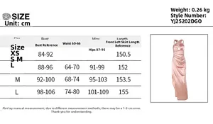 Detailed size chart for the halter neck hollow out split dress in centimeters and inches