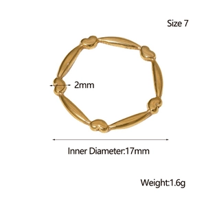 Detailed size guide showing a 17mm diameter heart ring in 2mm width and 1.6g weight