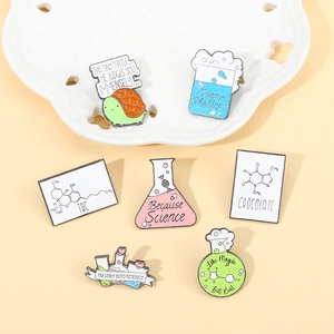 Science Chemistry Enamel Pins Alloy Lab Beaker Flask DNA Molecule Badge Jewelry Gifts For Scientist Students
