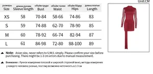 Size chart showing bust, waist and hips measurements for mesh patchwork bodycon dress