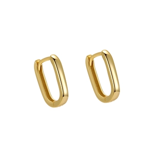 Orecchini a cerchio rettangolari in argento S925 dorato dal design minimalista