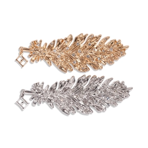 Vintage metal feather brooches with rhinestones and diamond tags in gold and silver set