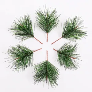 Artificial Pine Needles Branches With Red Berries For Christmas Tree Accessories Gift Box Decoration Festive Pine Cones Decor