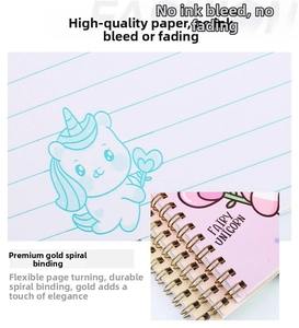 Detail of inner pages with fairy unicorn prints and high-quality gold spiral binding