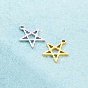 Minimalist 16mm hollow star pendants in gold and silver finish for DIY jewelry