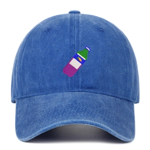 Washed Cotton Baseball Cap With Bottle Embroidery Adjustable Vintage Sunshade Outdoor Hip Hop Hat For Women And Men