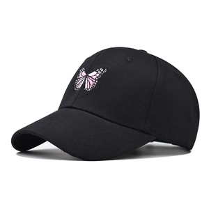 Casquette De Baseball Avec Broderie Papillon 100% Coton Réglable Protection Solaire Extérieur Sport Unisexe Mode