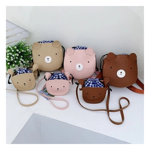 Detailed comparison of cute bear crossbody bags in various sizes and colors