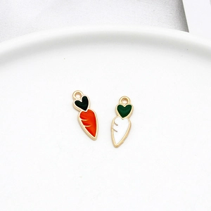 Cute enamel carrot rabbit charms in orange and white for DIY jewelry making and crafts