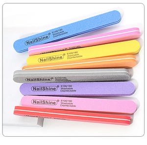 Colorful sponge nail files with 100/180 grit texture for shaping and polishing nails