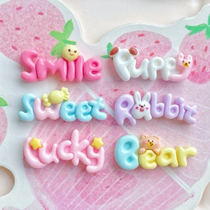 Handmade candy-colored resin smile letters and animal charms for DIY accessory crafts