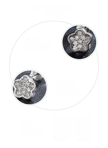 Detailansicht der Blumenohrstecker aus 925er Sterlingsilber mit 5A Zirkonia-Besatz