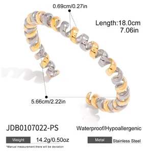 Minimalistischer, mehrlagiger Edelstahl-Spiralarmreif in Gold und Silber Optik