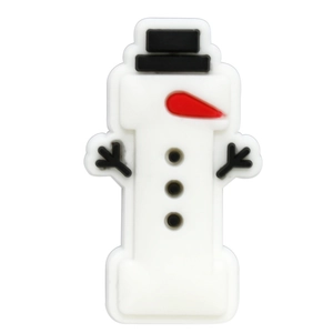 Detailed view of a 3D PVC snowman charm for clog shoes featuring festive Christmas elements