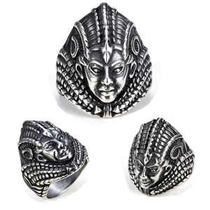 Vintage Egyptian Pharaoh Ring Stainless Steel Punk Rock Polished Jewelry For Men Antique Silver Finish