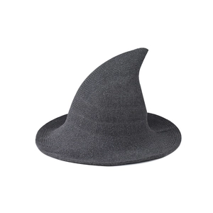 Classic black pointed witch hat for Halloween with breathable woven mesh texture