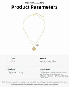Macro detail of 925 sterling silver shell and zircon star pendant necklace in 18K gold finish