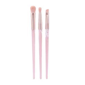 Eye makeup brush set with pink marble handles and rose gold ferrule for blending