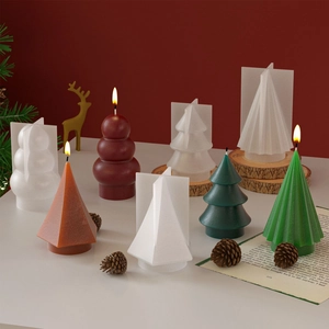 Set stampi in silicone per candele natalizie fai-da-te con design a righe e sfaccettati