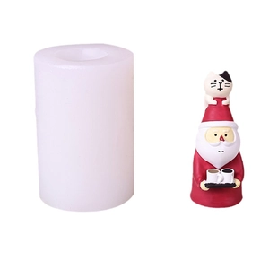 Silicone mold for Santa Claus and cat cake toppers with finished resin figure