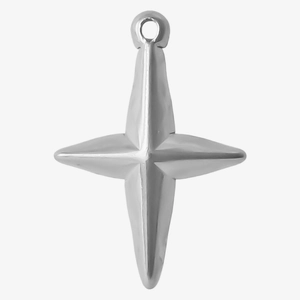 Détail d'un pendentif en forme d'étoile à quatre branches en acier inoxydable 304 poli