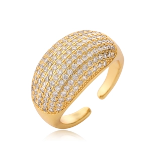 Luxurious 18K gold-plated dome ring with micro-pave cubic zirconia in open design