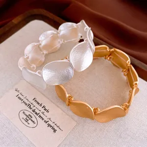 Geometric Wavy Alloy Bracelet For Women Minimalist Matte Brushed Metal Chic Jewelry Modern Accessory