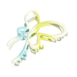 Gradient butterfly metal hair claw clip in blue and yellow green hues for women